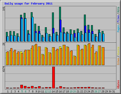 Daily usage for February 2011