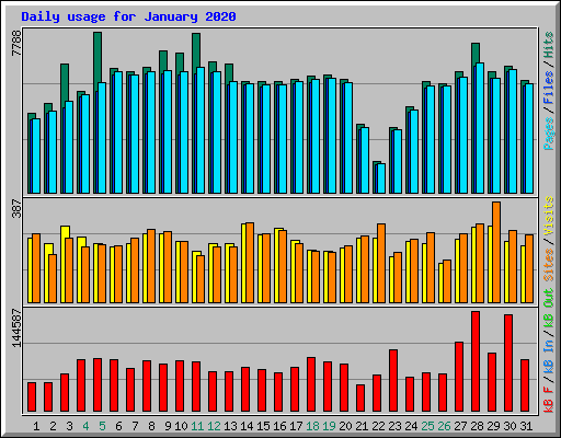 Daily usage for January 2020