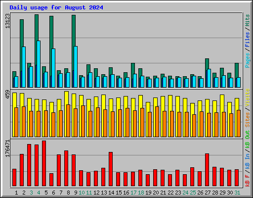 Daily usage for August 2024