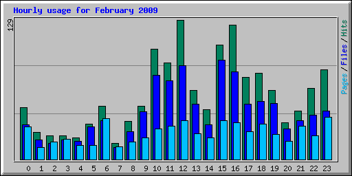 Hourly usage for February 2009