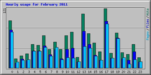Hourly usage for February 2011